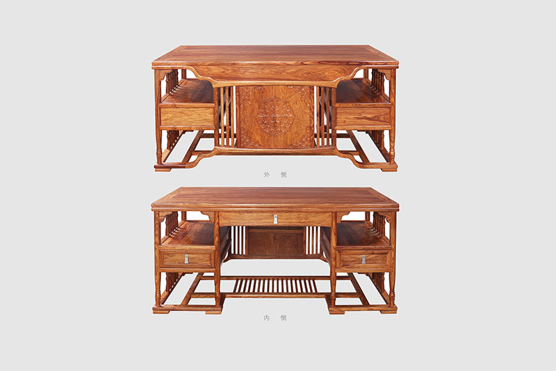 佛罗镇中式家居装饰书房桌椅组合家具效果图